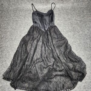 Undercover Wear VTG Nightgown Full Sweep Lace Black Whimsygoth Union Made Small